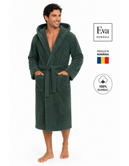Halat de baie barbati verde 100% bumbac Eva Romania