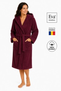 Halat de baie dama 100% bumbac cu gluga Eva Romania