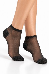 Sosete subtiri dama cu lurex bej 2