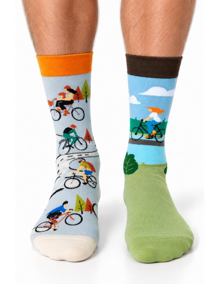 Sosete barbati 80% bumbac cu biciclete si model ciclism