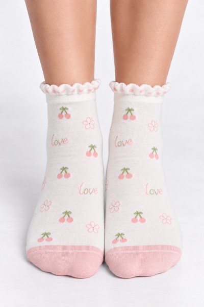 Sosete subtiri dama din bambus cu design romantic